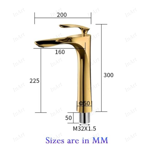 Water Tap for Wash Basin, Pillar Tap for Wash Basin, , Taps for Bathroom, Long Tap for Wash Basin (Gold Color)