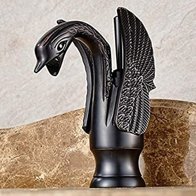 MARBO Single Lever Basin Mixer Taps for Bathroom Swan Shape Brass Black Matt