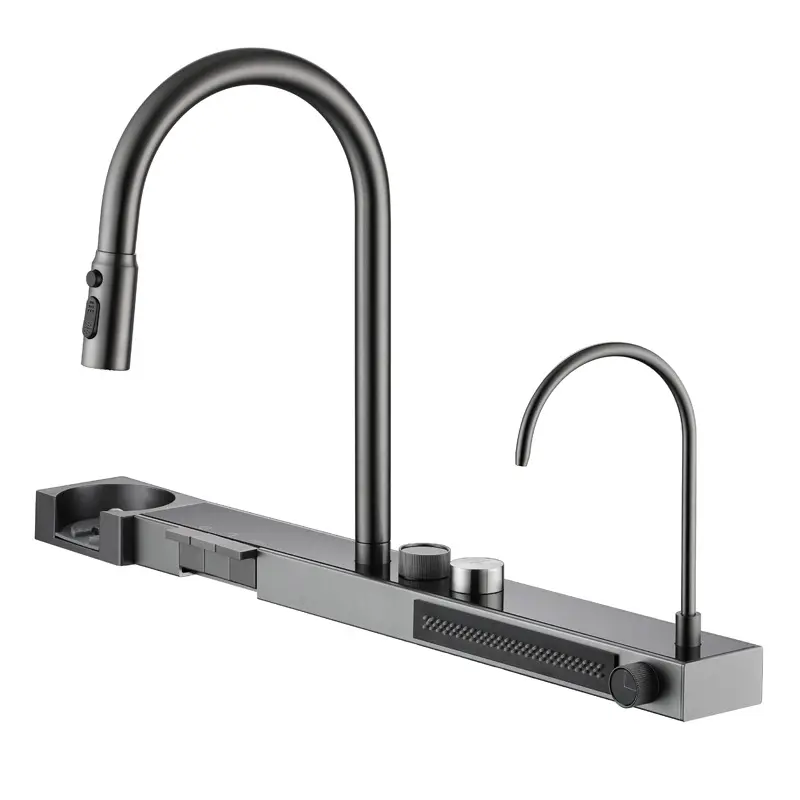 Marbo modern multifunction waterfall kitchen sink 304 stainless steel Single Bowl Black Waterfall Kitchen Sink