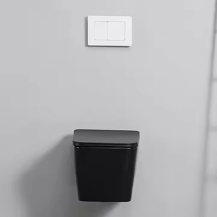 RIMLESS GLOSSY WALL MOUNT TOILET (BLACK GLOSSY)