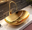 MARBO Ceramic Counter or Table Top Wash Basin Gold 600x350*145 mm