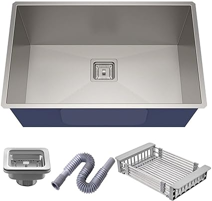 MARBO  Handmade Kitchen Sink Matte Finish 304 Grade Steel Single Bowl Kitchen Sink, Stainless Steel