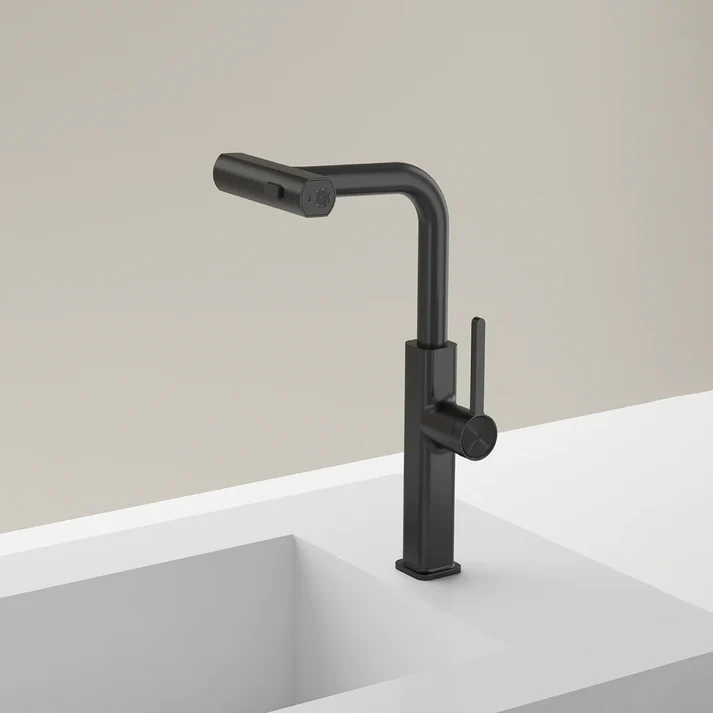 MARBO 360° Rotatable Brass Kitchen Faucet, Pull Out Kitchen Faucet with Waterfall Design