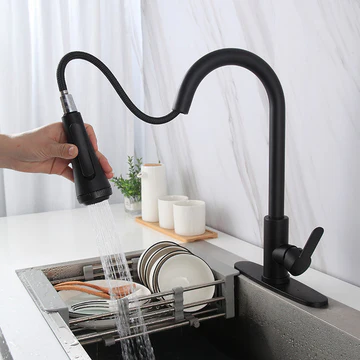 MARBO Luxury Black Stainless Steel Kitchen Faucet with Pull-Down Spray - The Ultimate Single Lever Mixer for Modern Kitchens