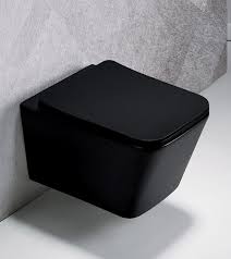 RIMLESS GLOSSY WALL MOUNT TOILET (BLACK GLOSSY)