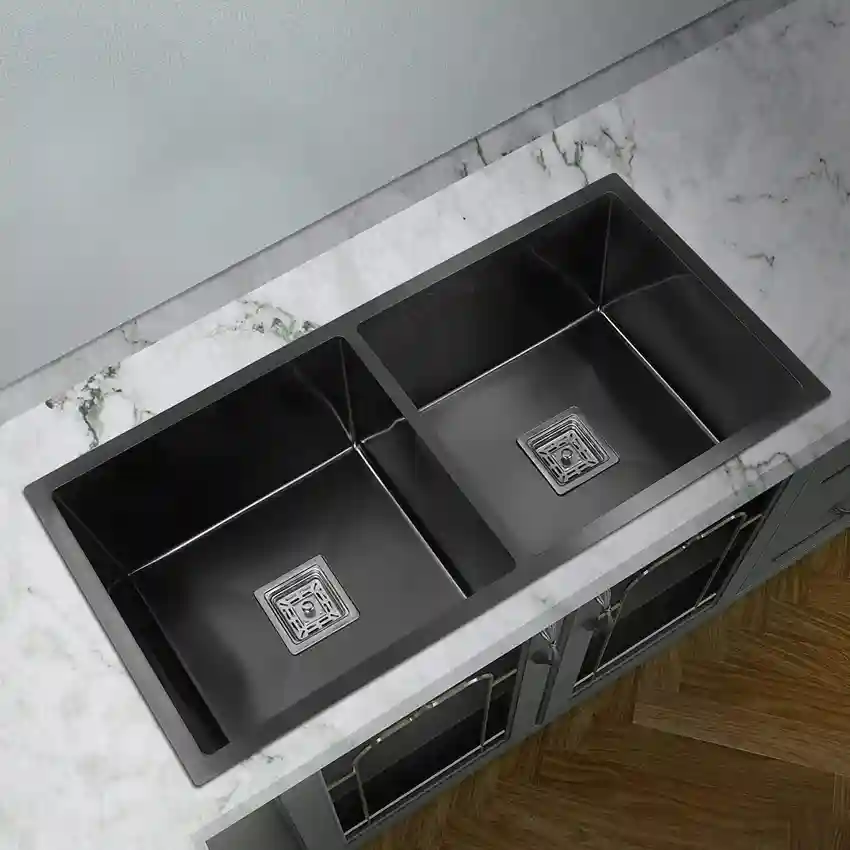 HANDMADE DOUBLE BOWL SINK (BLACK)