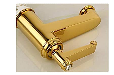 MARBO Bathroom Single Lever Hole Basin Mixer Brass Basin High Neck Long Body Sink Faucet Gold