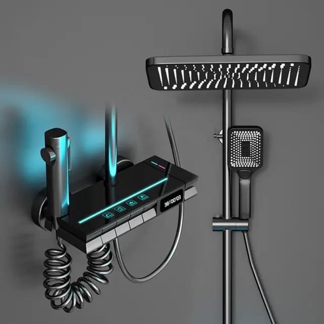 MARBO Shower Set - Beck with Hydropowered LED Light + Digital Display & 4 Water Functions