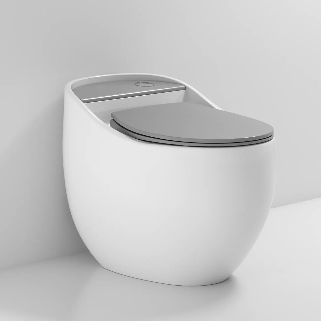 Dual Tone Glossy One Piece Toilet (GRAY & WHITE)