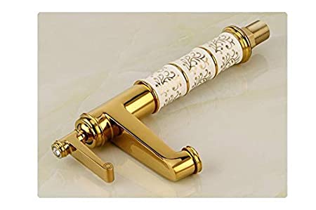 MARBO Bathroom Single Lever Hole Basin Mixer Brass Basin High Neck Long Body Sink Faucet Gold