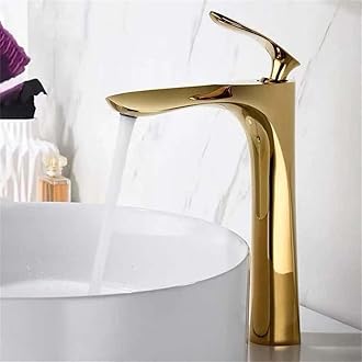 Water Tap for Wash Basin, Pillar Tap for Wash Basin, , Taps for Bathroom, Long Tap for Wash Basin (Gold Color)