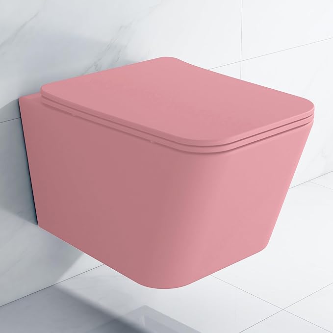 Rimless Matt Wall Mount Toilet (PINK MATT)