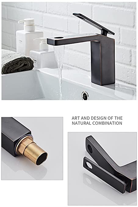 MARBO  Single Lever Basin Mixer Taps for Bathroom Brass Black Matt