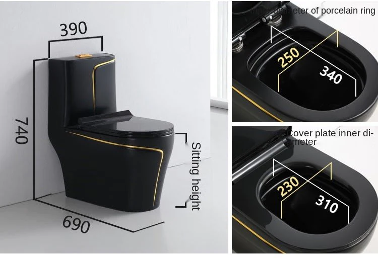 MARBO Ceramic Bathroom Wc Black Colored Bowl Toilet Commode And Sink Set 1