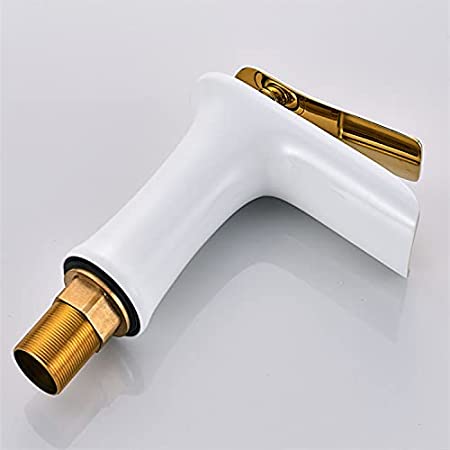 MARBO Single Lever Basin Mixer Taps for Bathroom Brass White