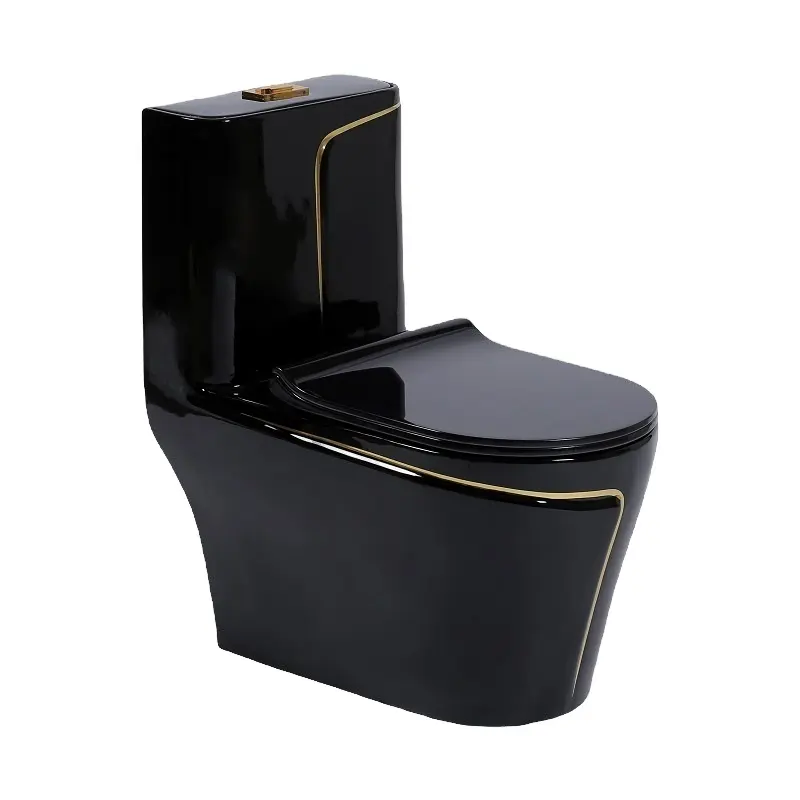 MARBO Ceramic Bathroom Wc Black Colored Bowl Toilet Commode And Sink Set 1