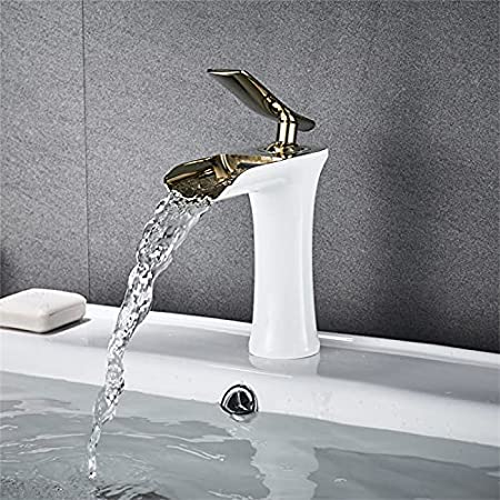 MARBO Single Lever Basin Mixer Taps for Bathroom Brass White