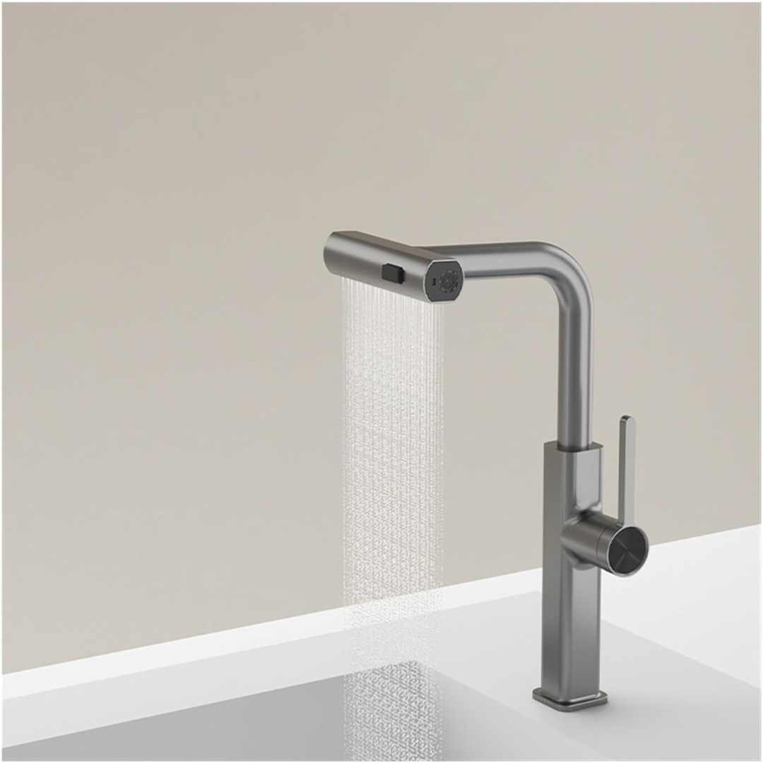 MARBO 360° Rotatable Brass Kitchen Faucet, Pull Out Kitchen Faucet with Waterfall Design